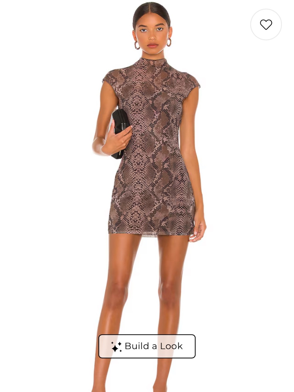 h:ours Brown Snake-Print Cap Sleeve Mini Dress